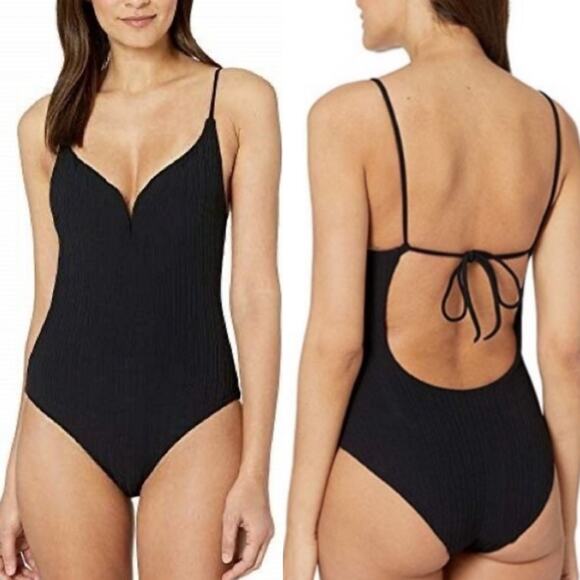 Onia Gloria Black Ribbed Textured One-Piece Swimsuit size Large - Picture 4 of 14